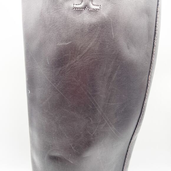 Tory Burch Women's The Riding Boot Logo Embossed Coconut Brown Size 6M - Picture 12 of 15
